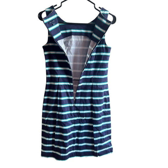 Tommy Hilfiger Blue & White Striped Sleeveless Sheath Dress - Size 2, Midi - Picture 3 of 7